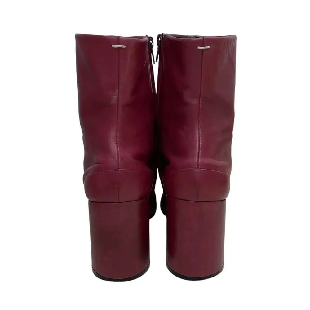 Preowned Maison Martin Margiela burgundy red soft leather ankle boots Size 36.5 - Picture 4 of 8